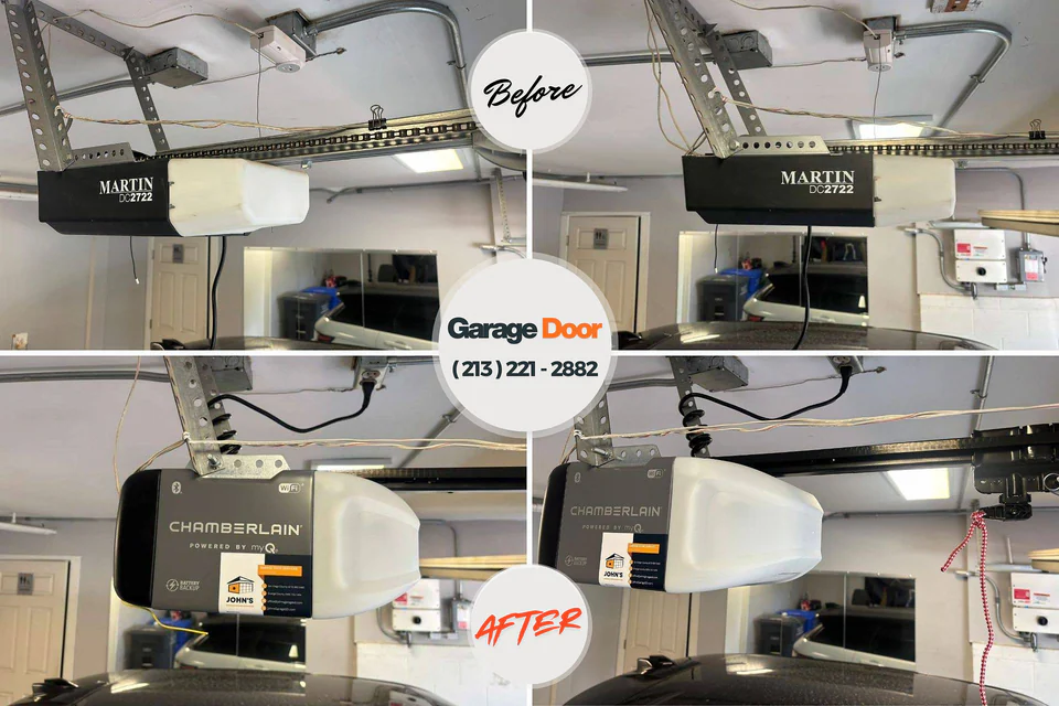 Before and after: garage door repair Covington, LA